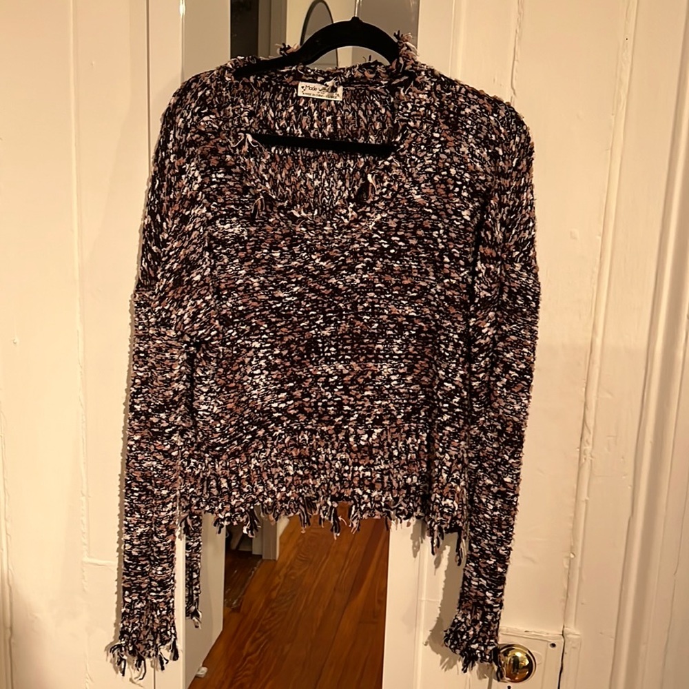 Neutral cropped knit sweater